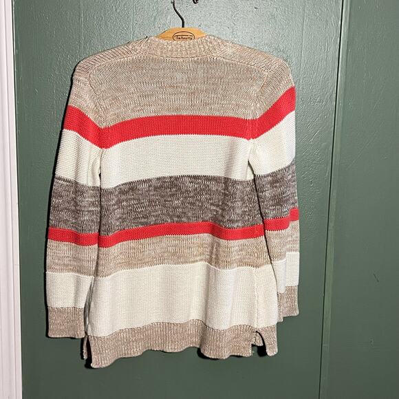 Rafaella Striped Open Front Cardigan Boho Layering Sweater Size L - Picture 4 of 6